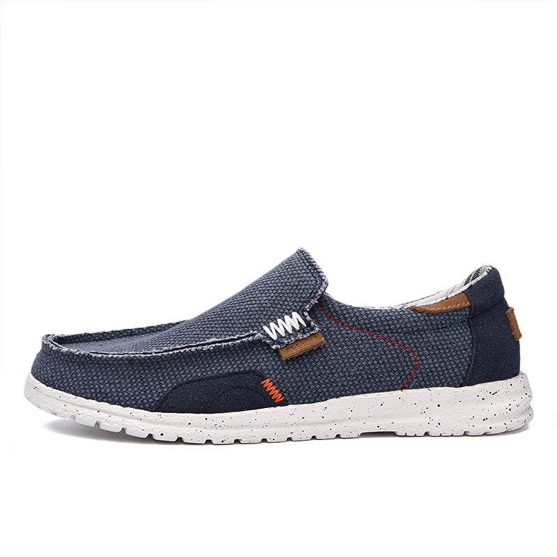 slow life Men's Lightweight Wide Canvas Loafers