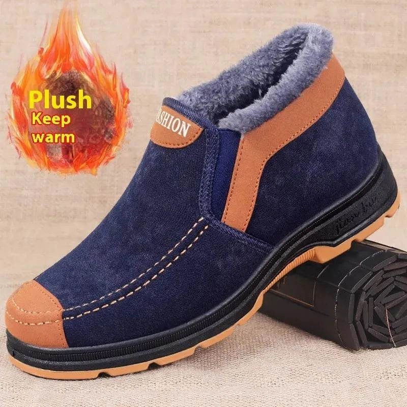 Snowy Path Protection Men's Traditional Cotton Shoes Warm With Velvet Winter Boot