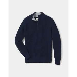 Men's Waffle Knit Quarter Zip Pullover Colorfast Technology