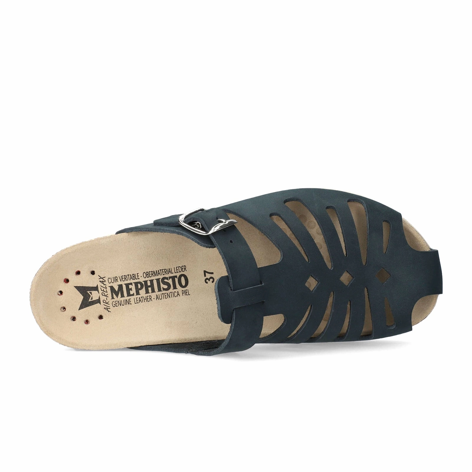 Smooth Outsole Mephisto Hedina Slide Sandal (Women) - Navy Sandalbuck