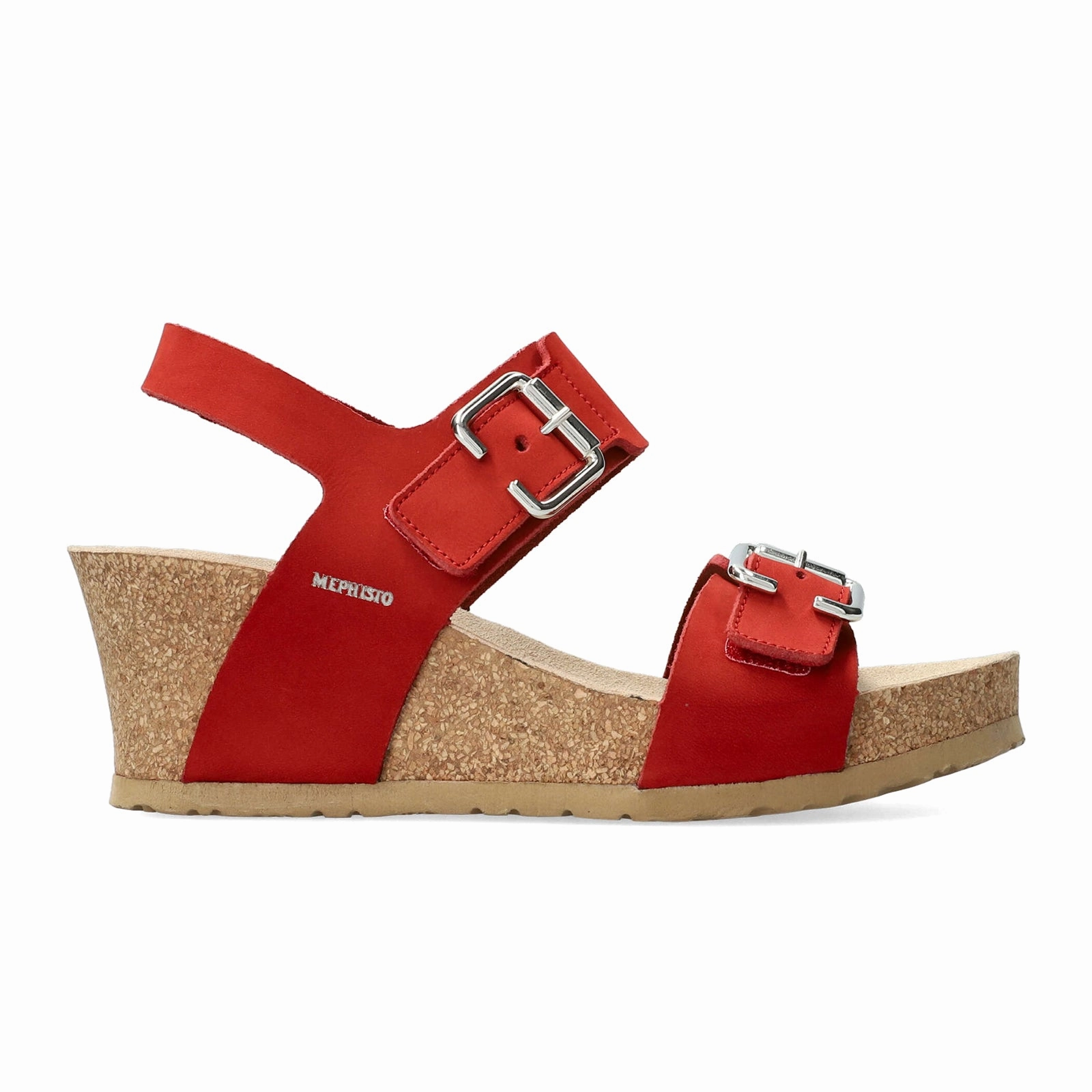 Mephisto Lissandra Wedge Sandal (Women) - Scarlet Sandalbuck Odorless Multi   Purpose