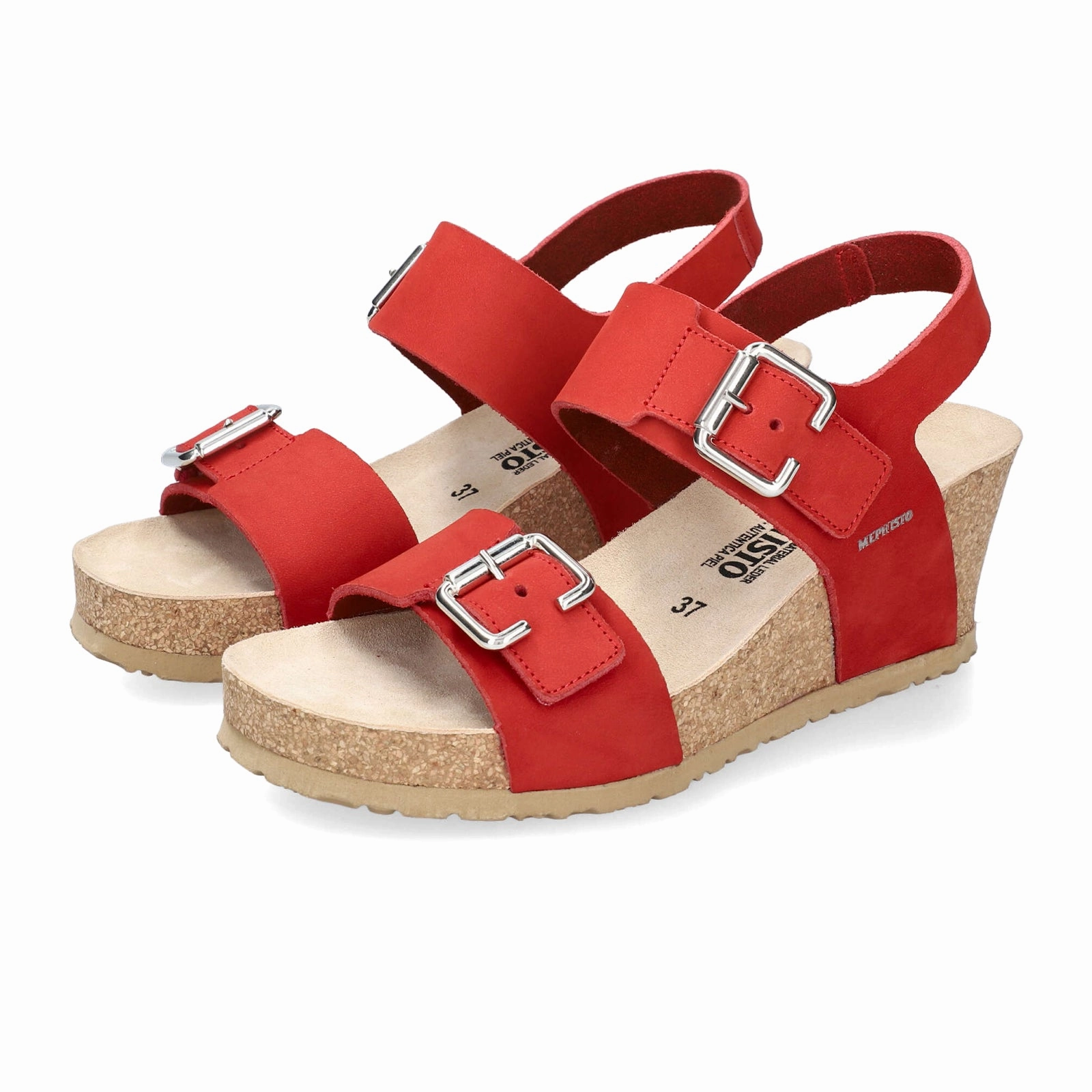 Simple Travel Fit Mephisto Lissandra Wedge Sandal (Women) - Scarlet Sandalbuck