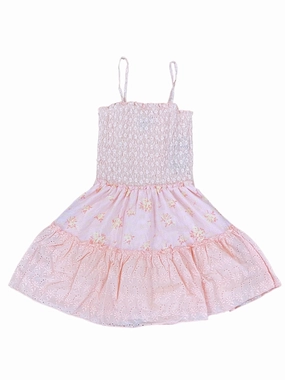 Pink Floral Eyelet Dress Ombre colored kids' wear Superhero outfits for kids