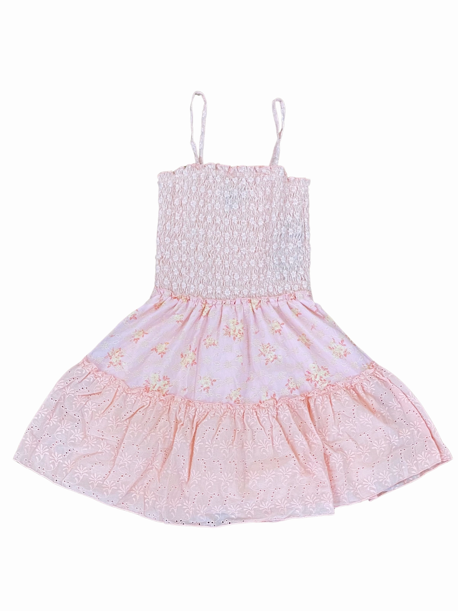 Pink Floral Eyelet Dress floral Playtime clothing