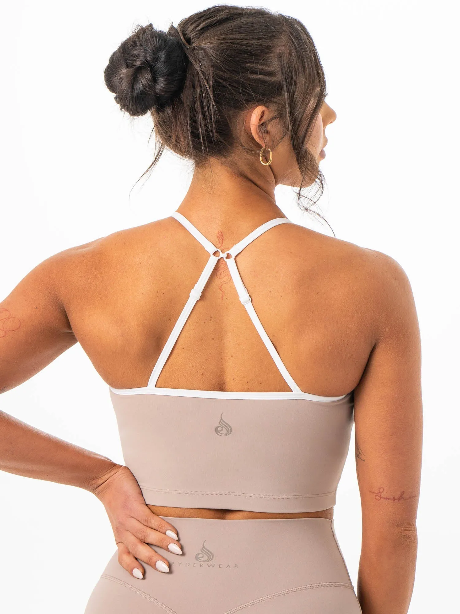 Circular Knit Technology NKD Contrast Shelf Bra Tank - Almond