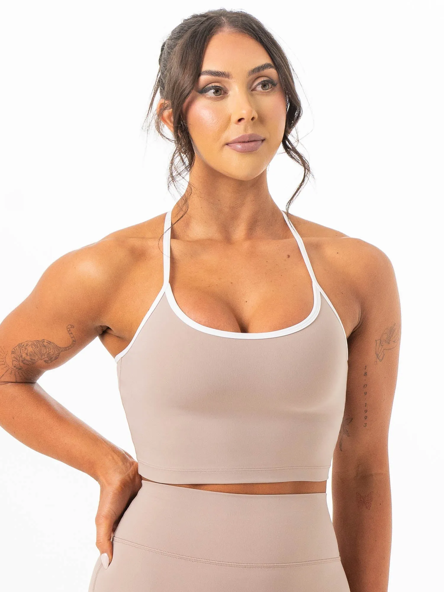NKD Contrast Shelf Bra Tank - Almond Anti Pilling Treatment
