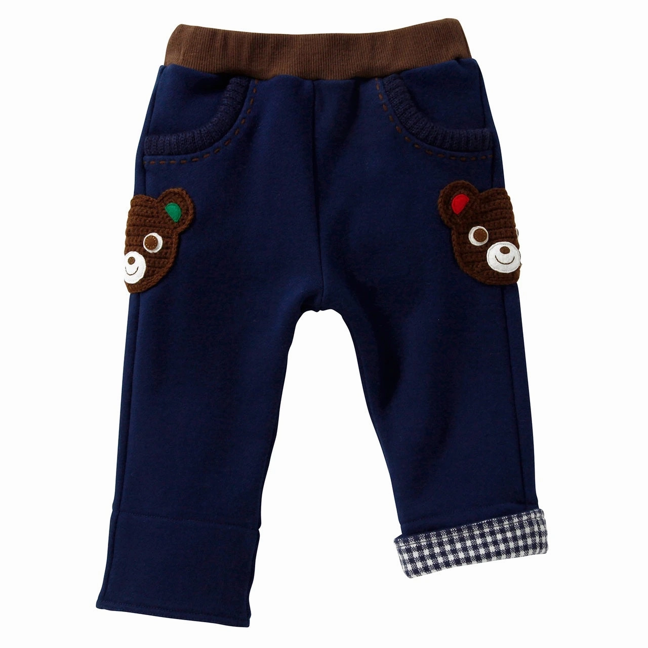 Miki House Bear Sweatpants in Navy Headwear Velvet outfits for children