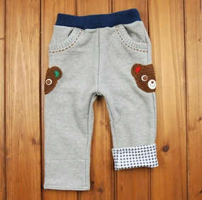 Minimalist Miki House Kids Bear Sweatpants in Gray