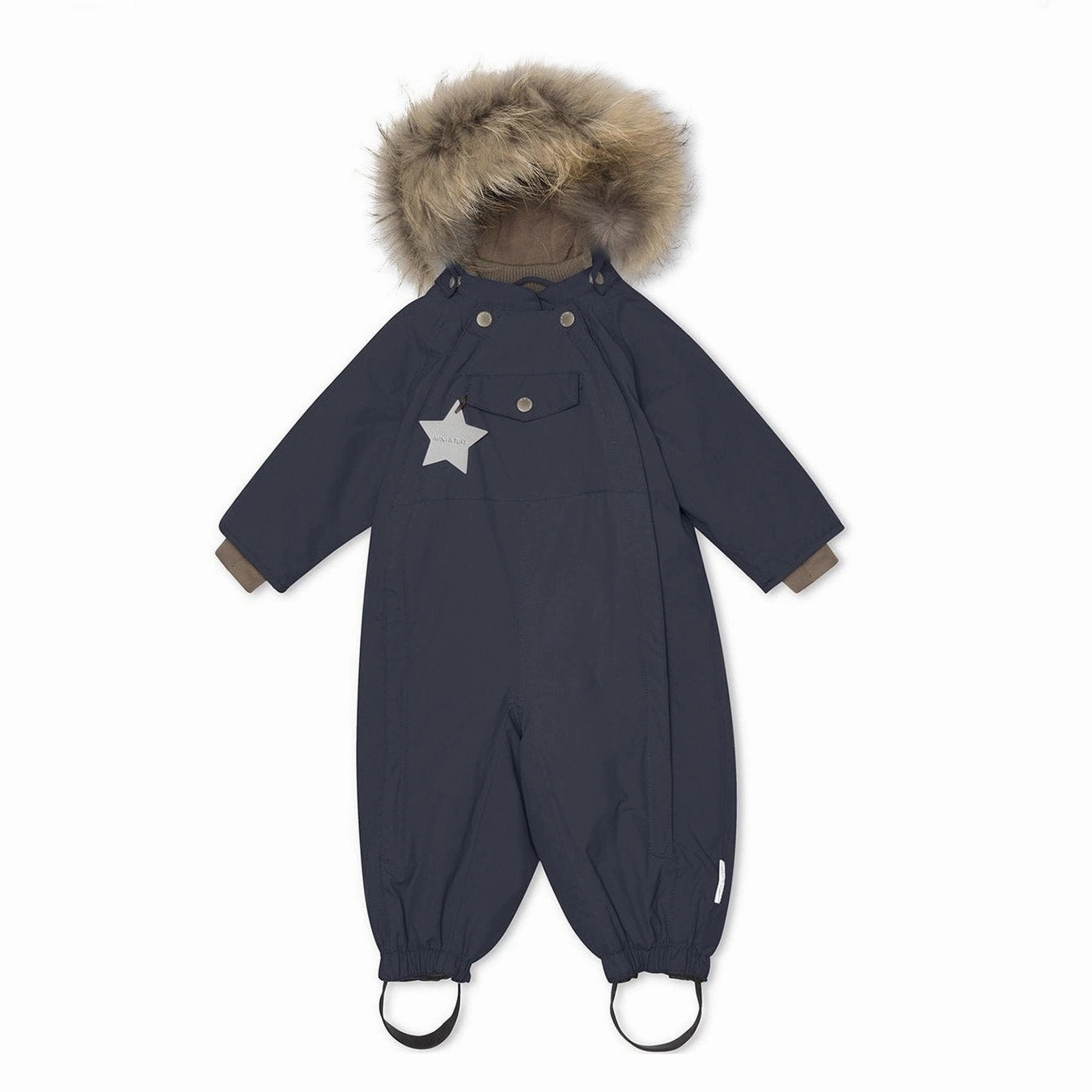 MINI A TURE Kids MATWISTI Snowsuit w/ Fur Hat - Blue Night Small Minimalist