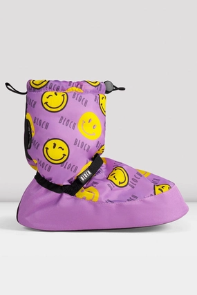 Childrens Smiley Print Warm Up Booties Perfect Fit