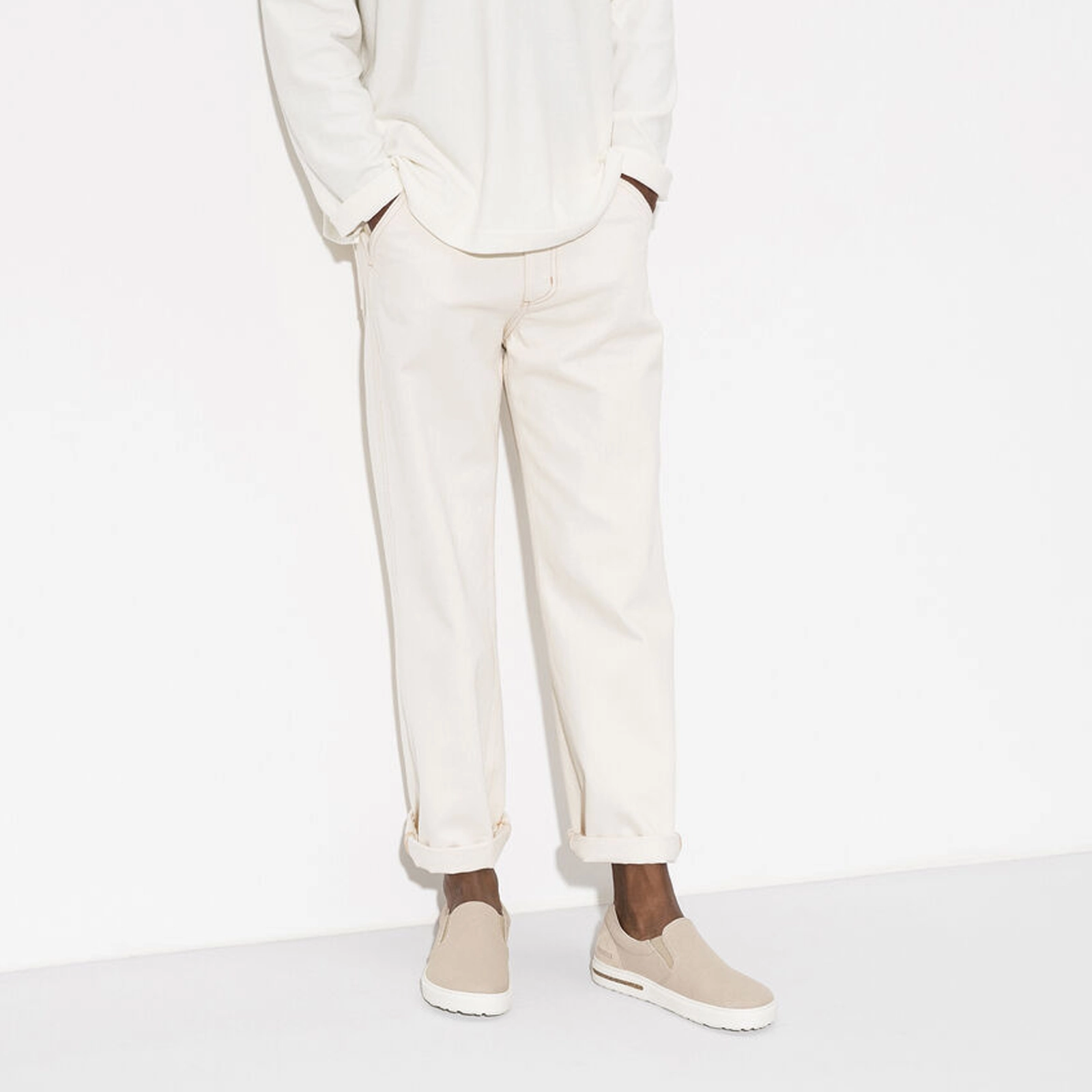 Birkenstock Oswego Slip On Sneaker (Men) - Sandcastle Canvas Simple Touch All Day Wear