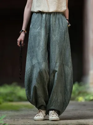 Breathable Mesh Panels Relaxed Vibe Babakud Women Summer New Tie-Dye Ramie Casual Pants