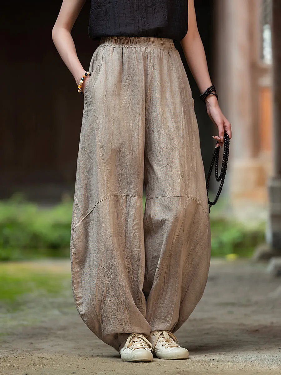 Perfect Fit Wear Babakud Women Summer New Tie-Dye Ramie Casual Pants