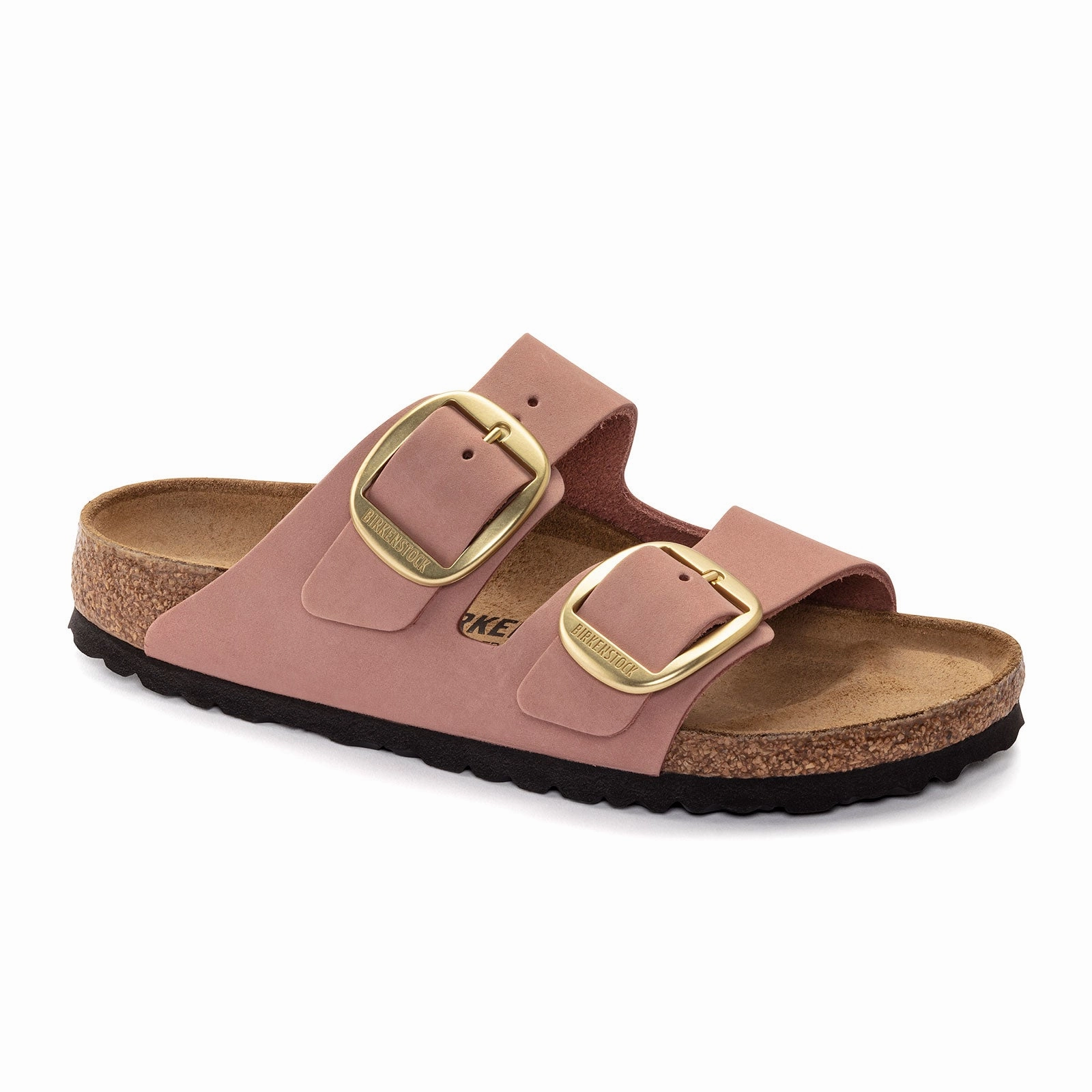 Easy on off Birkenstock Arizona Big Buckle Narrow Slide Sandal (Women) - Old Rose Nubuck