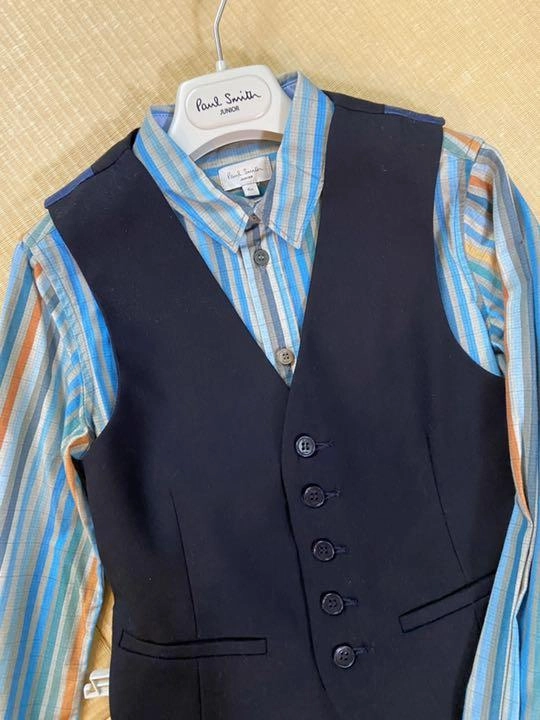 Airport outfits for kids Paul Smith Junior Kids Boy Silk Suit Vest