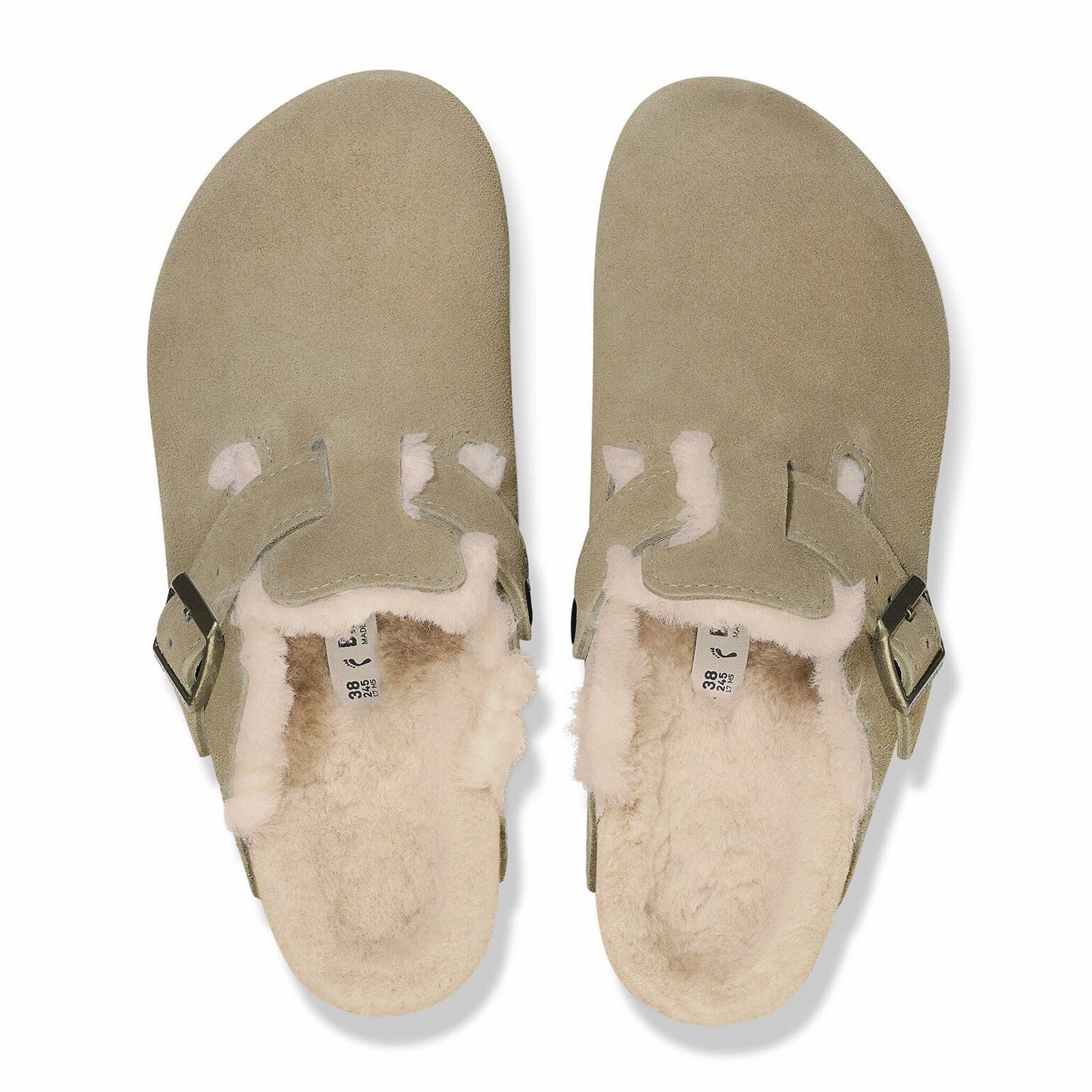 Flex Dash Birkenstock Boston Narrow Clog (Women) - Taupe Suede/Sandcastle Shearling
