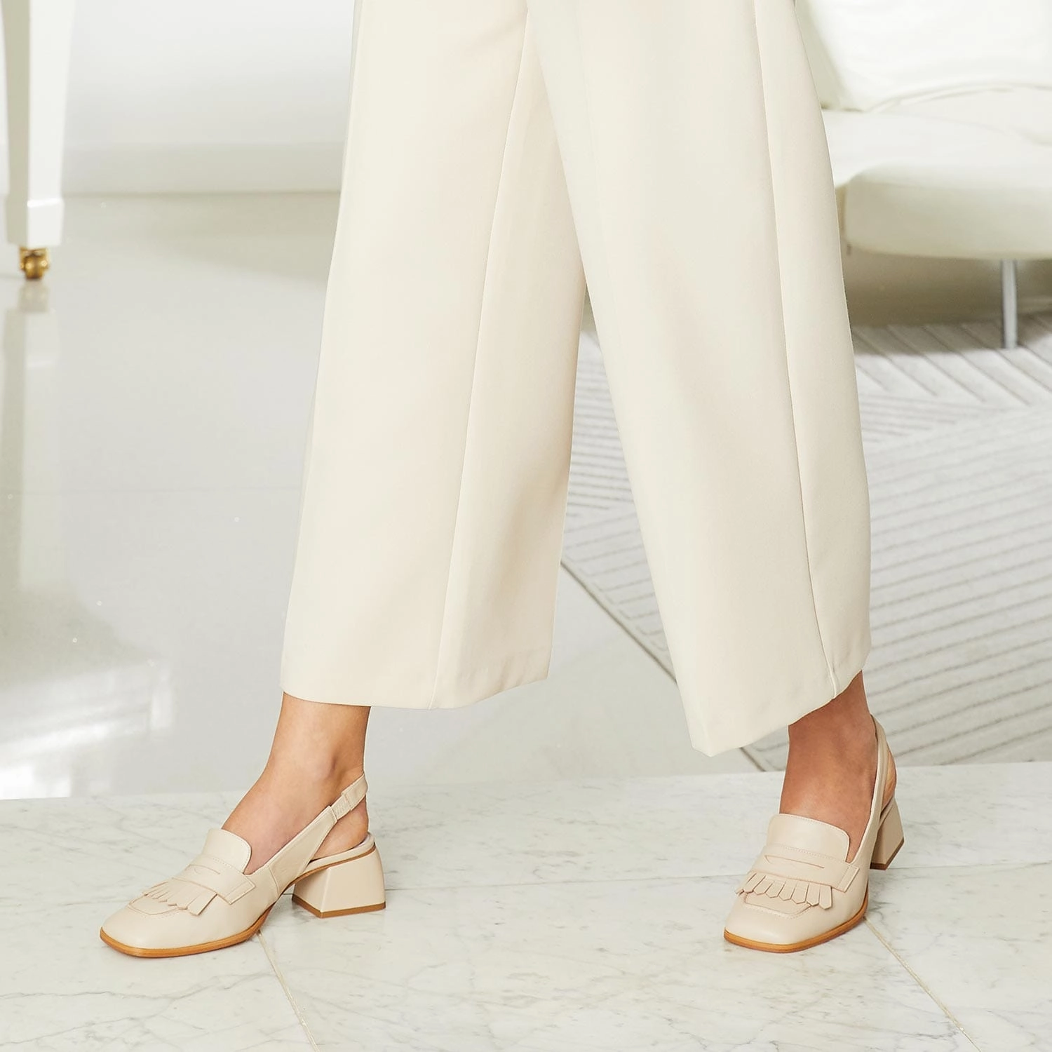 Gigi: Cream Leather Rain Ready Easy Slip-ons