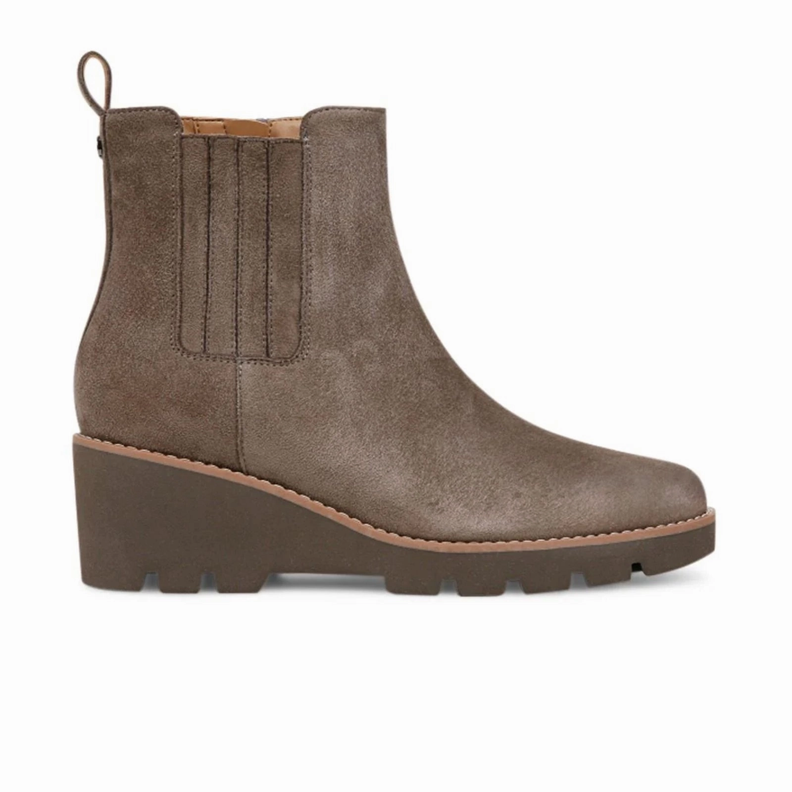 Vionic Aria Wedge Boot (Women) - Stone Grey Waxed Suede Indoor Comfort Harbor Path