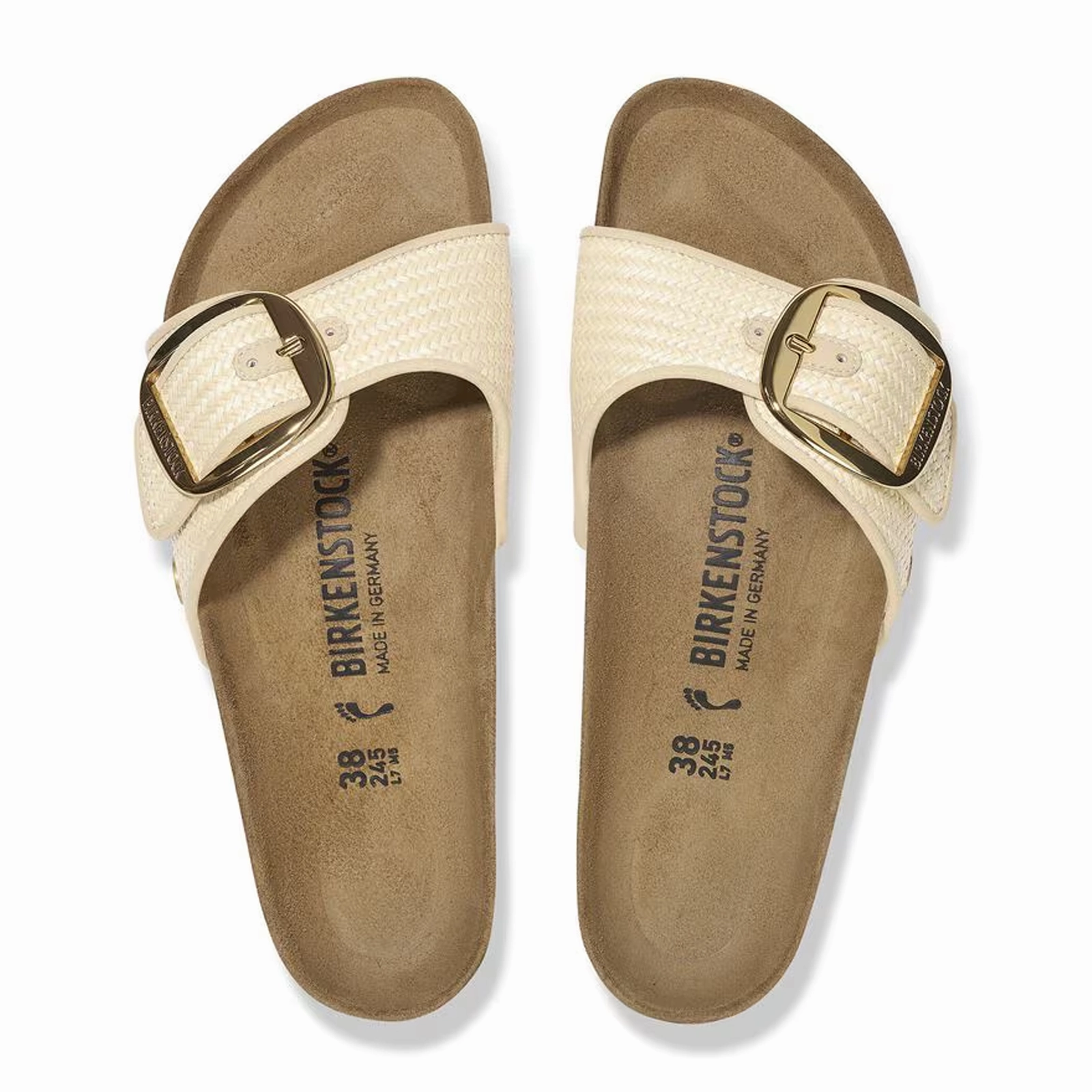 Comfy Sandals Durable Footwear Birkenstock Madrid Big Buckle Narrow Slide Sandal (Women) - Raffia Natural