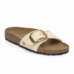 Comfortable Stability Birkenstock Madrid Big Buckle Narrow Slide Sandal (Women) - Raffia Natural