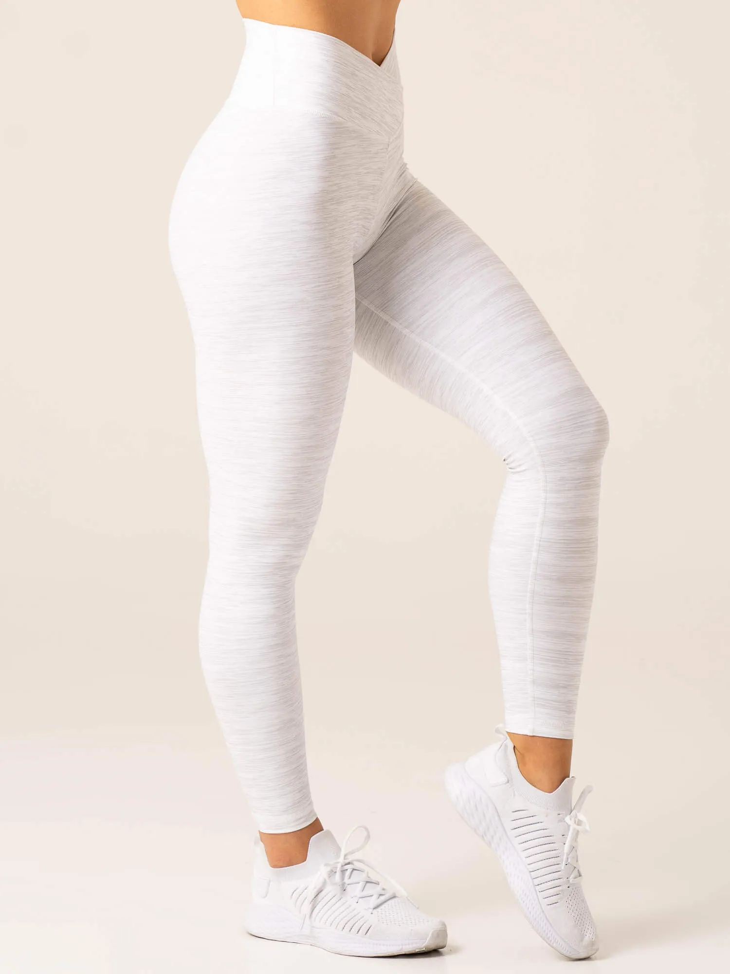 Momentum Cross Over Scrunch Leggings - Snow Grey Marl Relaxed Wear Easy Wear