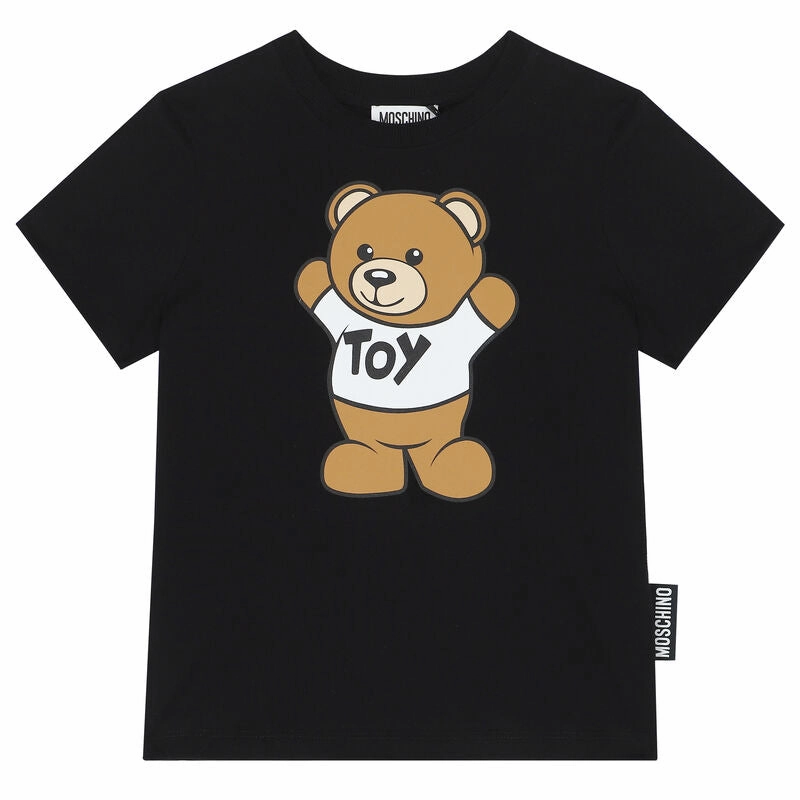 Small Sweet Moschino Kids Teddy Bear Logo T-Shirt - Black