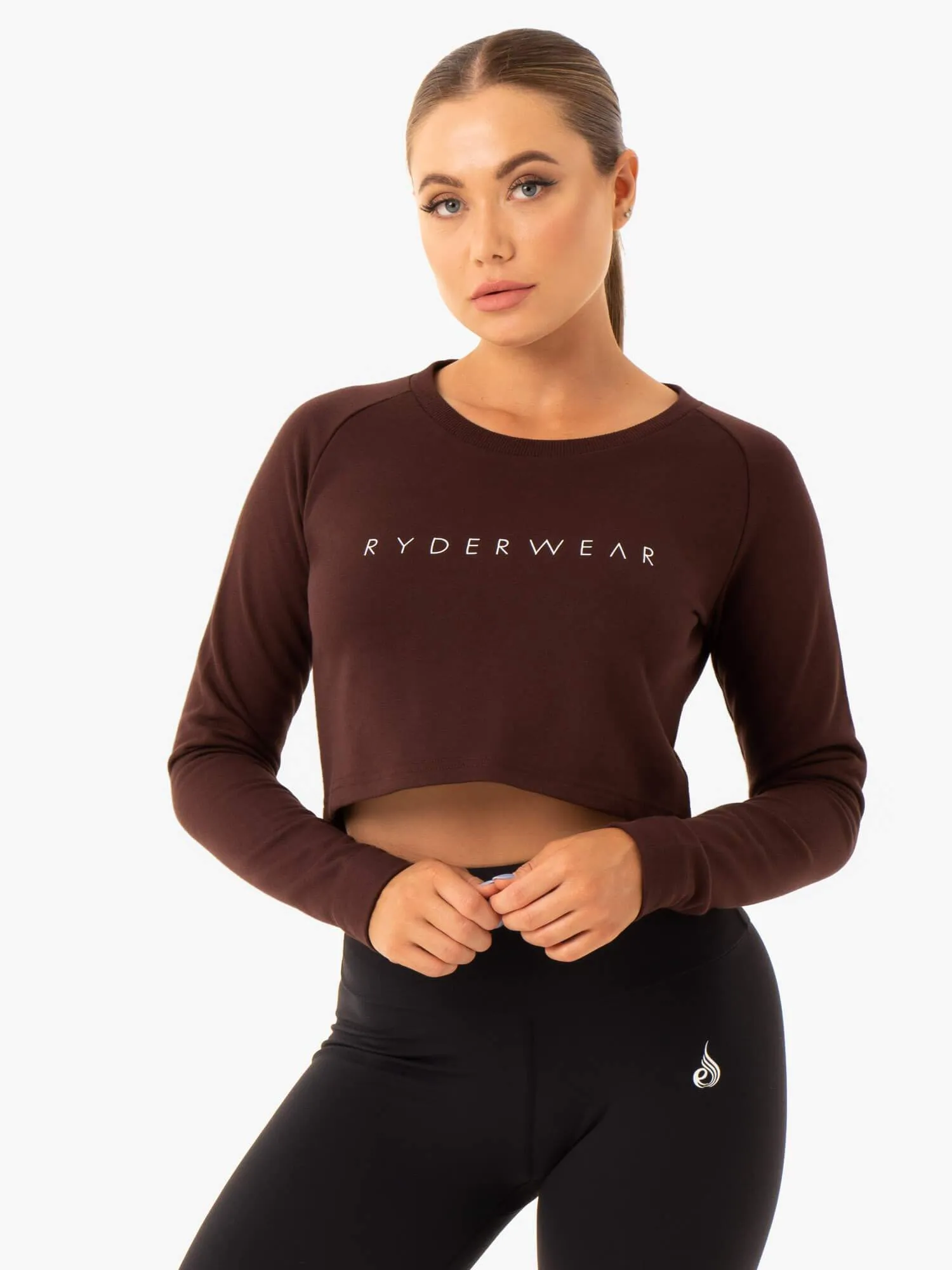 Winter Wear clean design Staples Cropped Sweater - Chocolate