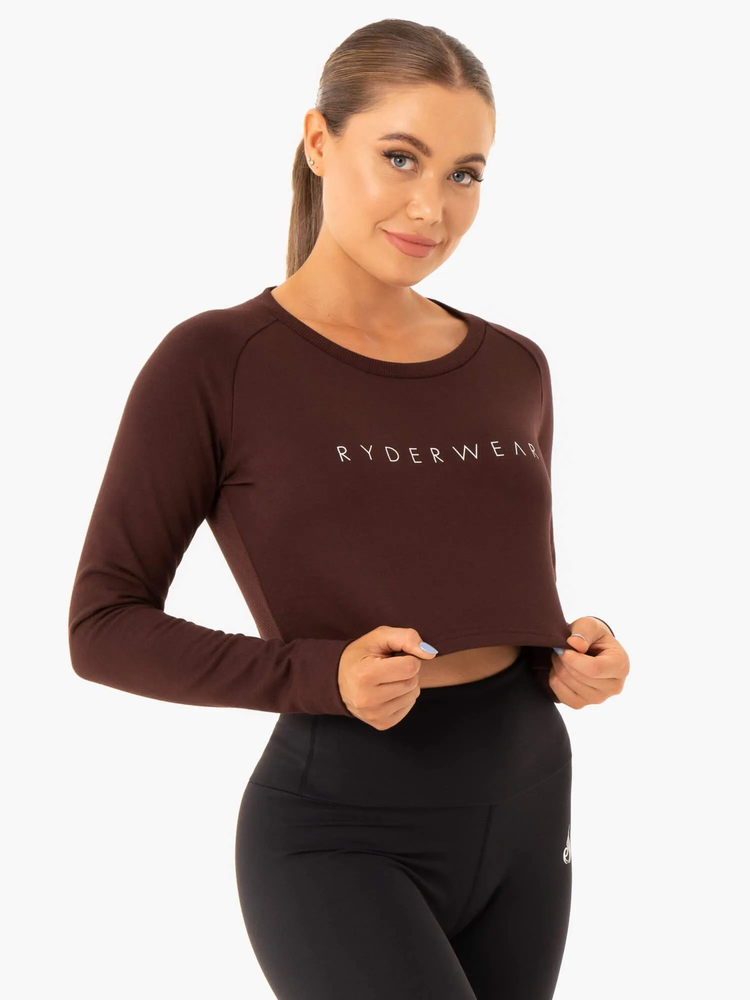 Debit Staples Cropped Sweater - Chocolate