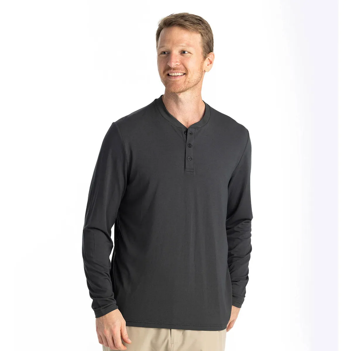 Odor Control Fabric Sports Ready Men's Bamboo Flex Long Sleeve Henley