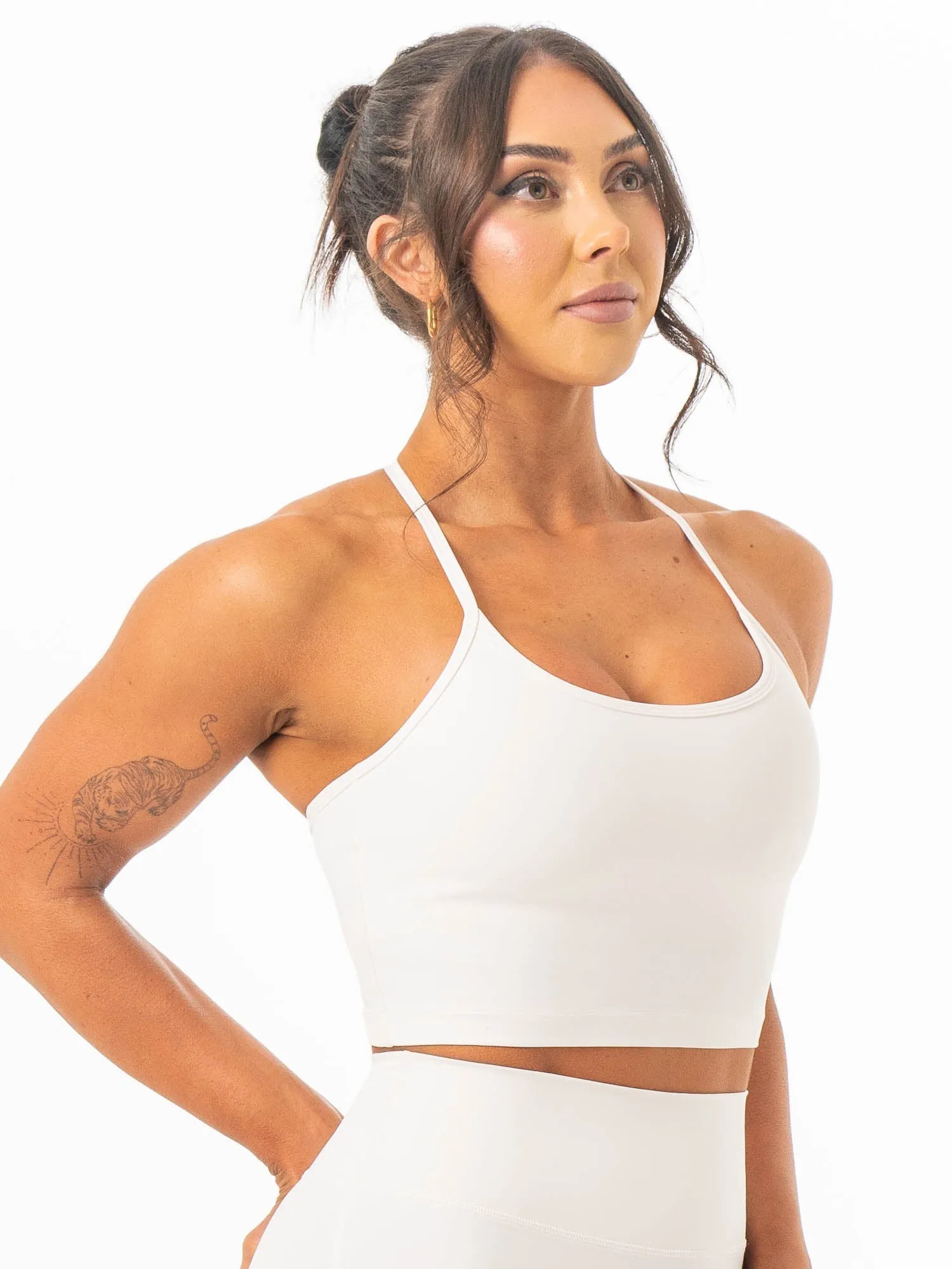 Interlock Weave NKD Contrast Shelf Bra Tank - Vanilla