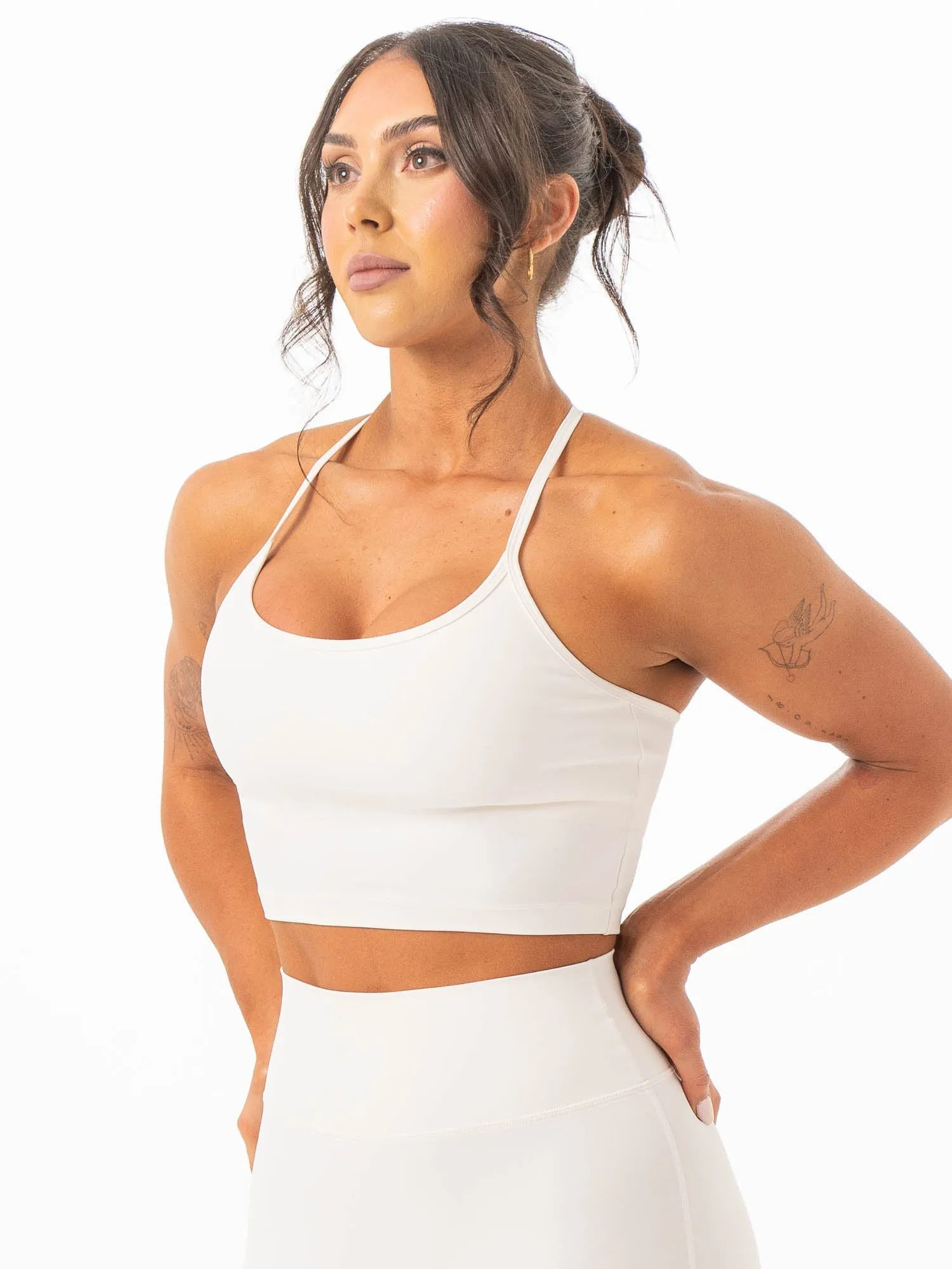 Tencel Blend Fabric NKD Contrast Shelf Bra Tank - Vanilla