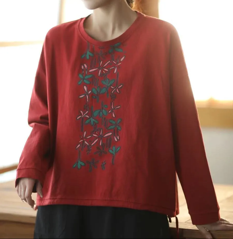 Functional Flex solo adventure Ladies Printed Casual Loose Round Neck Cotton Sweatshirt