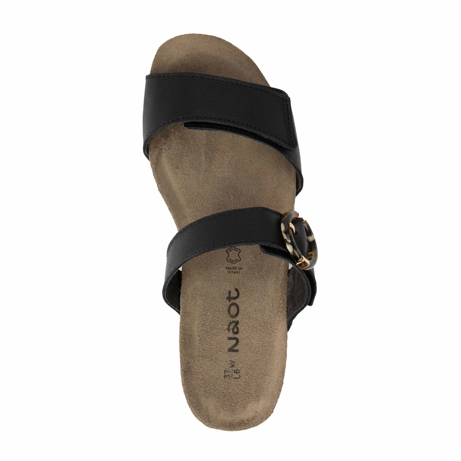Gel cushion Naot Anabel Wide Wedge Sandal (Women) - Soft Black Leather