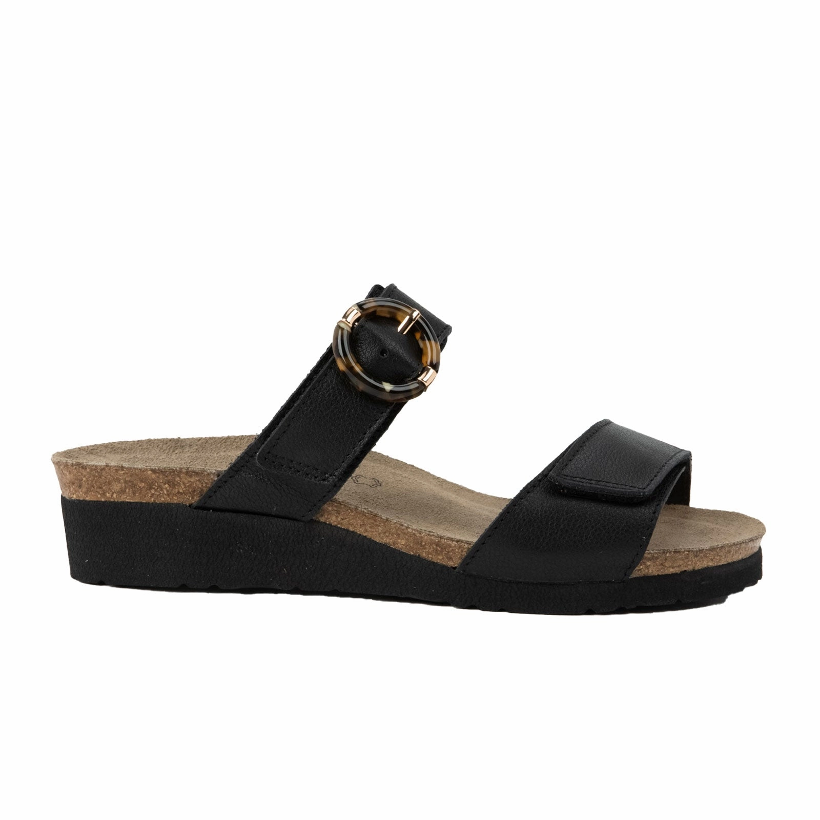 Naot Anabel Wide Wedge Sandal (Women) - Soft Black Leather Reliable Construction Home Comfort