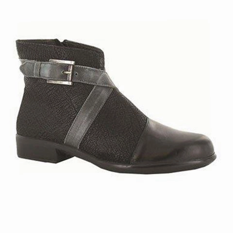 Walk Firm Naot Boreas Ankle Boot (Women) - Black Madras/Crackle Leather