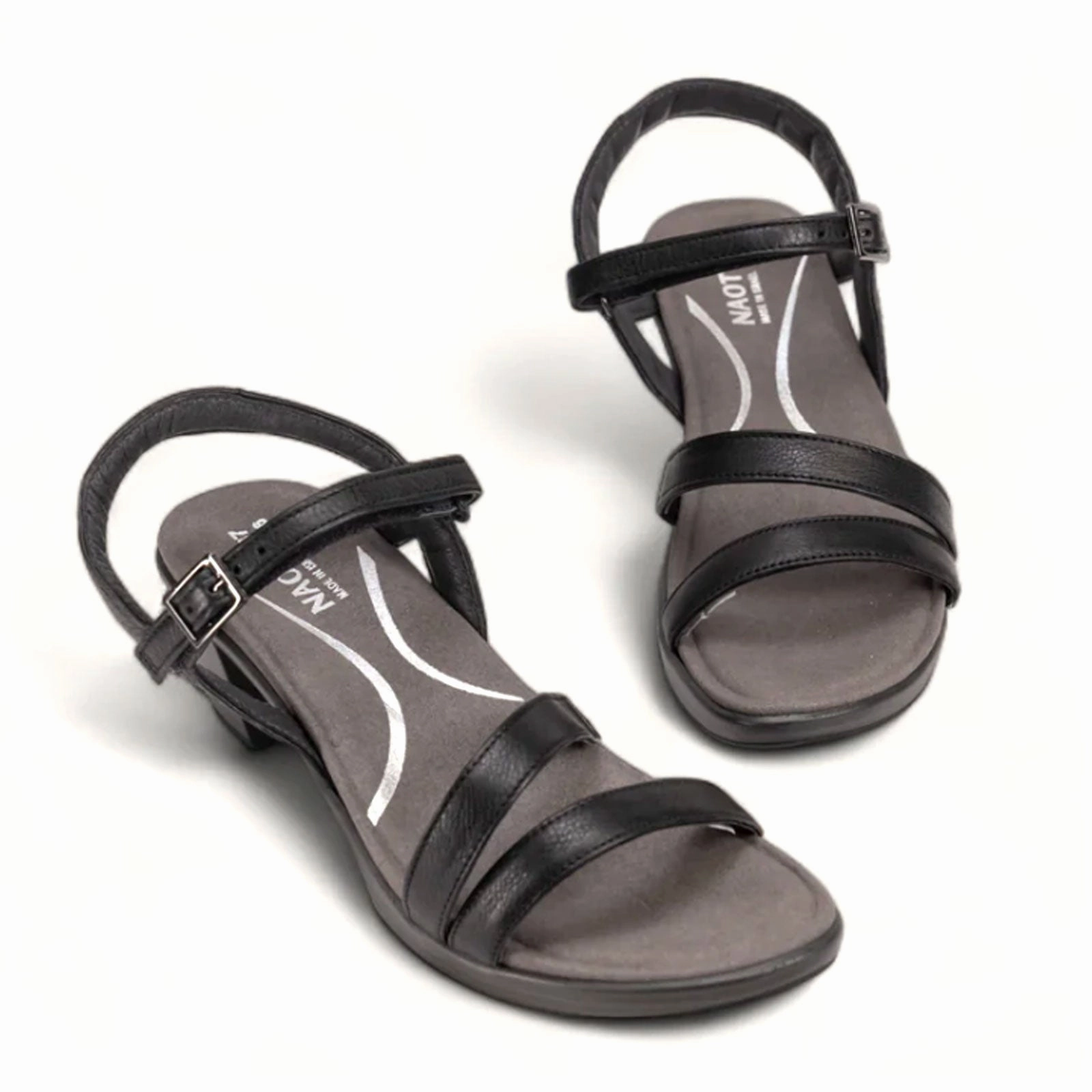 Comfort Fit Track Naot Bounty Supreme Heeled Sandal (Women) - Soft Black Leather