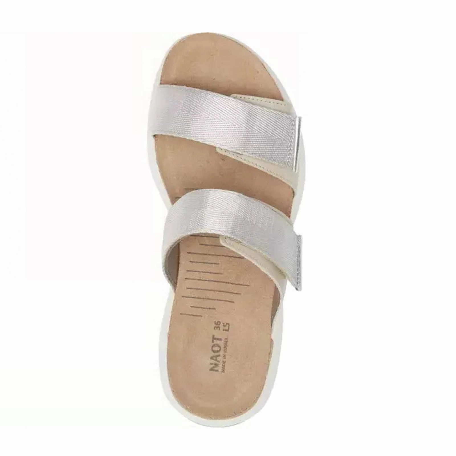 Naot Calliope Slide Sandal (Women) - Soft Ivory/Soft Silver/Silver Gray Woven Easy To Wear Footwear Instant Relaxation