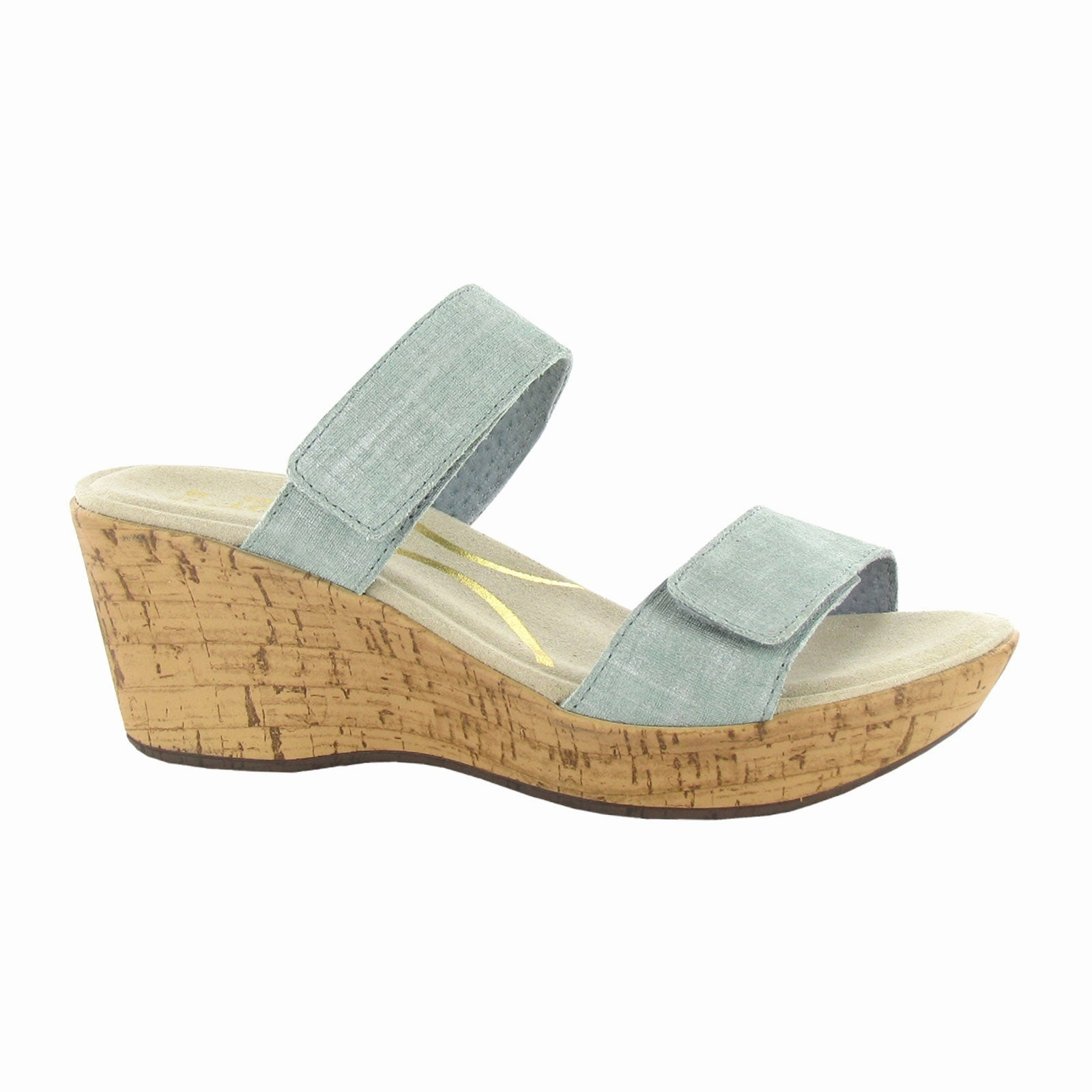 Naot Caveran Wedge Sandal (Women) - Teal Linen Leather Trendy Appearance
