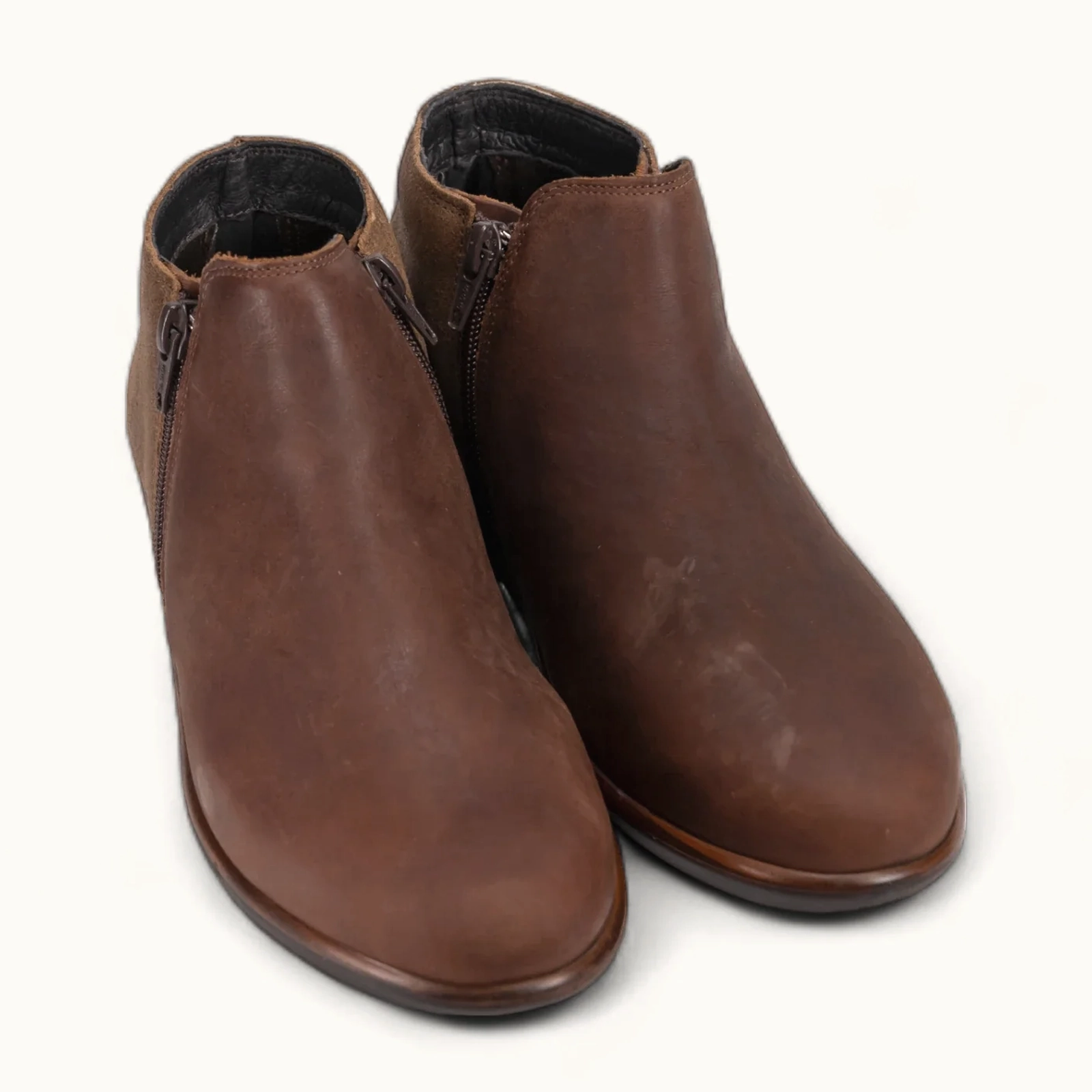 Naot Helm Ankle Boot (Women) - Soft Cognac Leather/Antique Brown Suede Walk Hold Entrepreneur Look