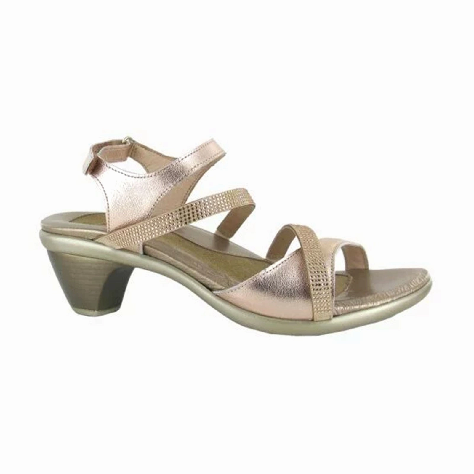 Naot Innovate Heeled Sandal (Women) - Soft Rose Gold plastic