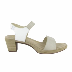 Naot Intact Heeled Sandal (Women) - Soft Ivory Leather/Soft White Leather/Radiant Gold Leather Arch Support Technology