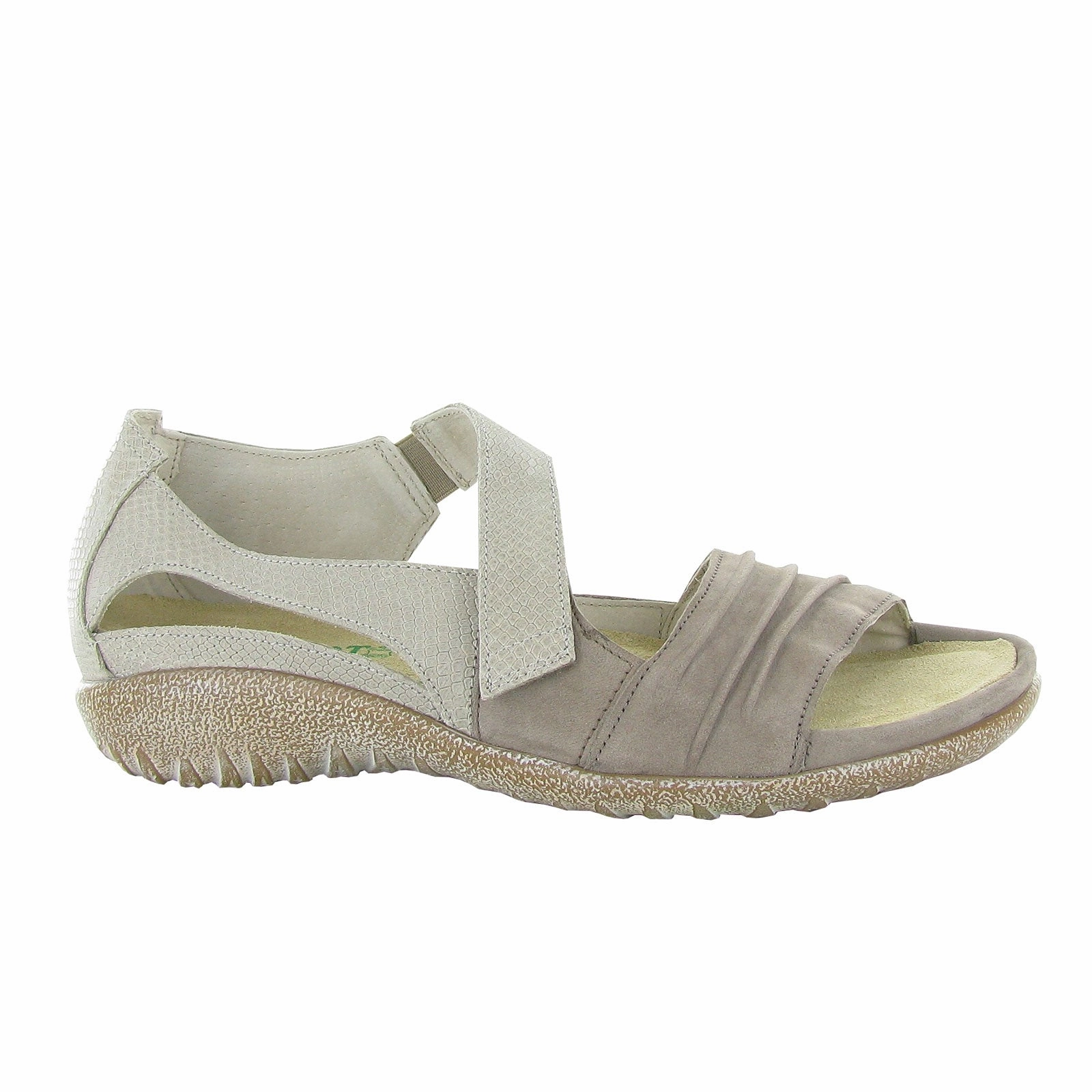 Naot Papaki Backstrap Sandal (Women) - Stone Nubuck/Beige Lizard Leather High Durability Relaxing Slip