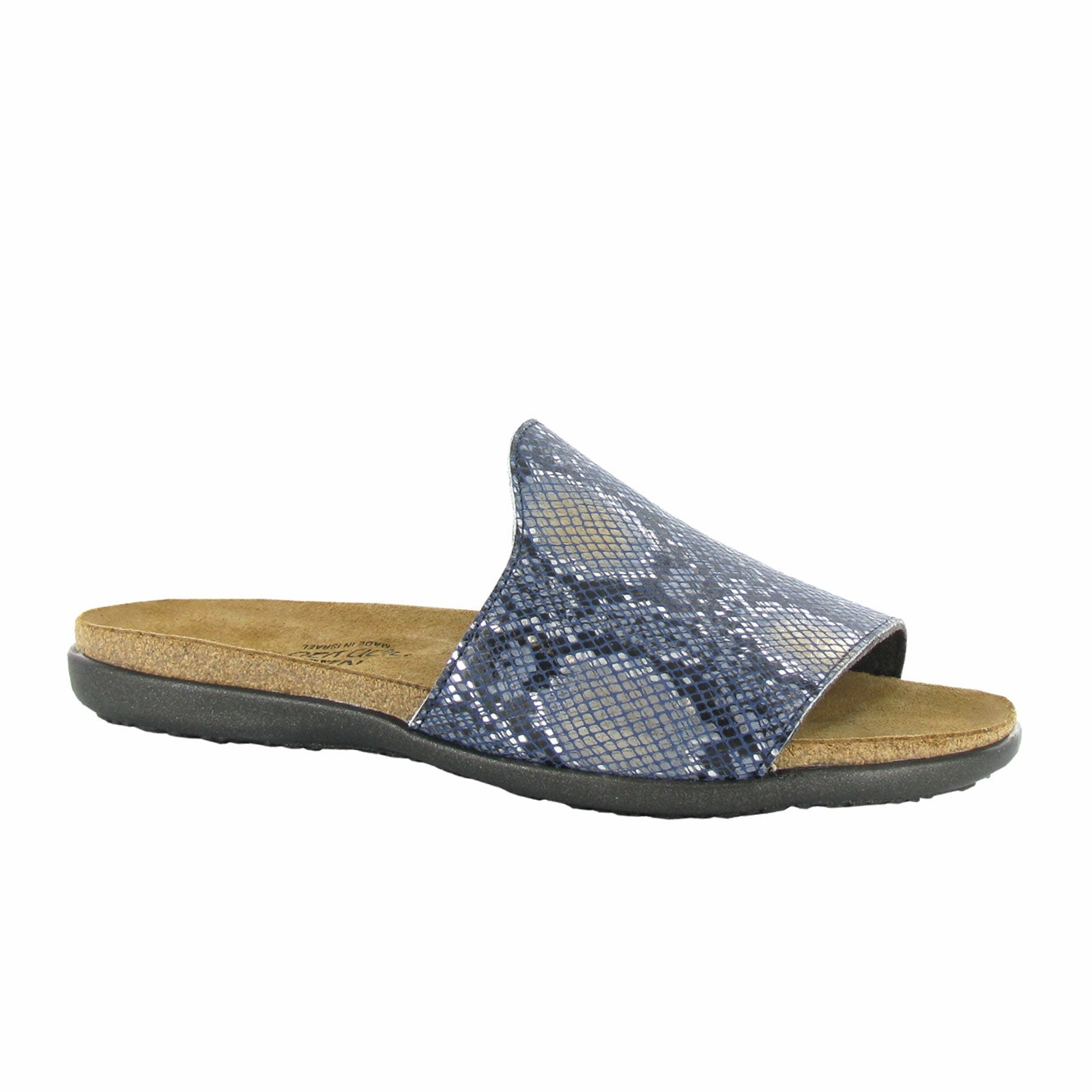 Naot Skylar Slide Sandal (Women) - Navy Python Leather Quick Relaxation Step Soft Slides