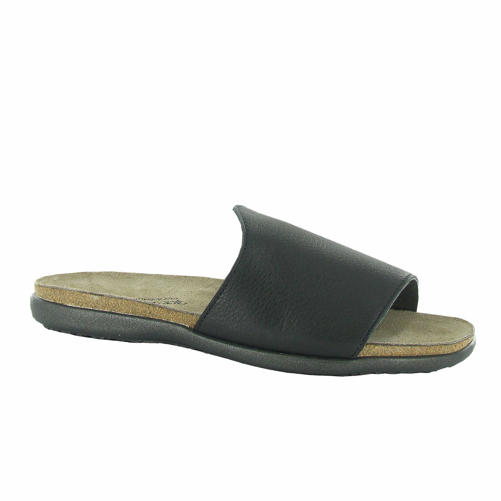Elastic Collar Naot Skylar Slide Sandal (Women) - Soft Black Leather