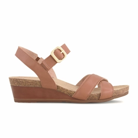 Comfort footbed Naot Throne Wedge Sandal (Women) - Caramel Leather