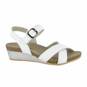 Naot Throne Wedge Sandal (Women) - Soft White Leather No-Hassle Fit Adjustable Straps