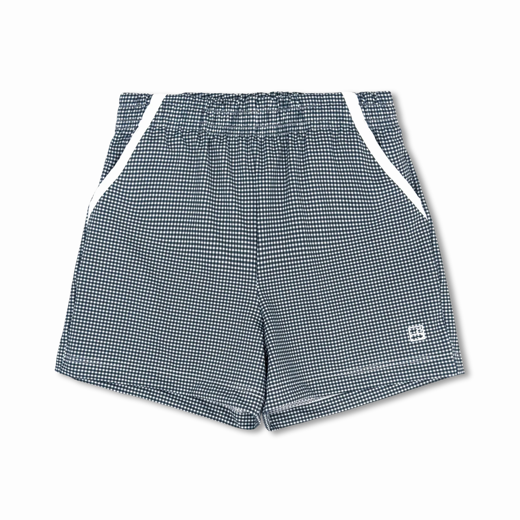 Sparkly kids' wear Nathan Short, Nantucket Navy Minigingham, Pure Coconut