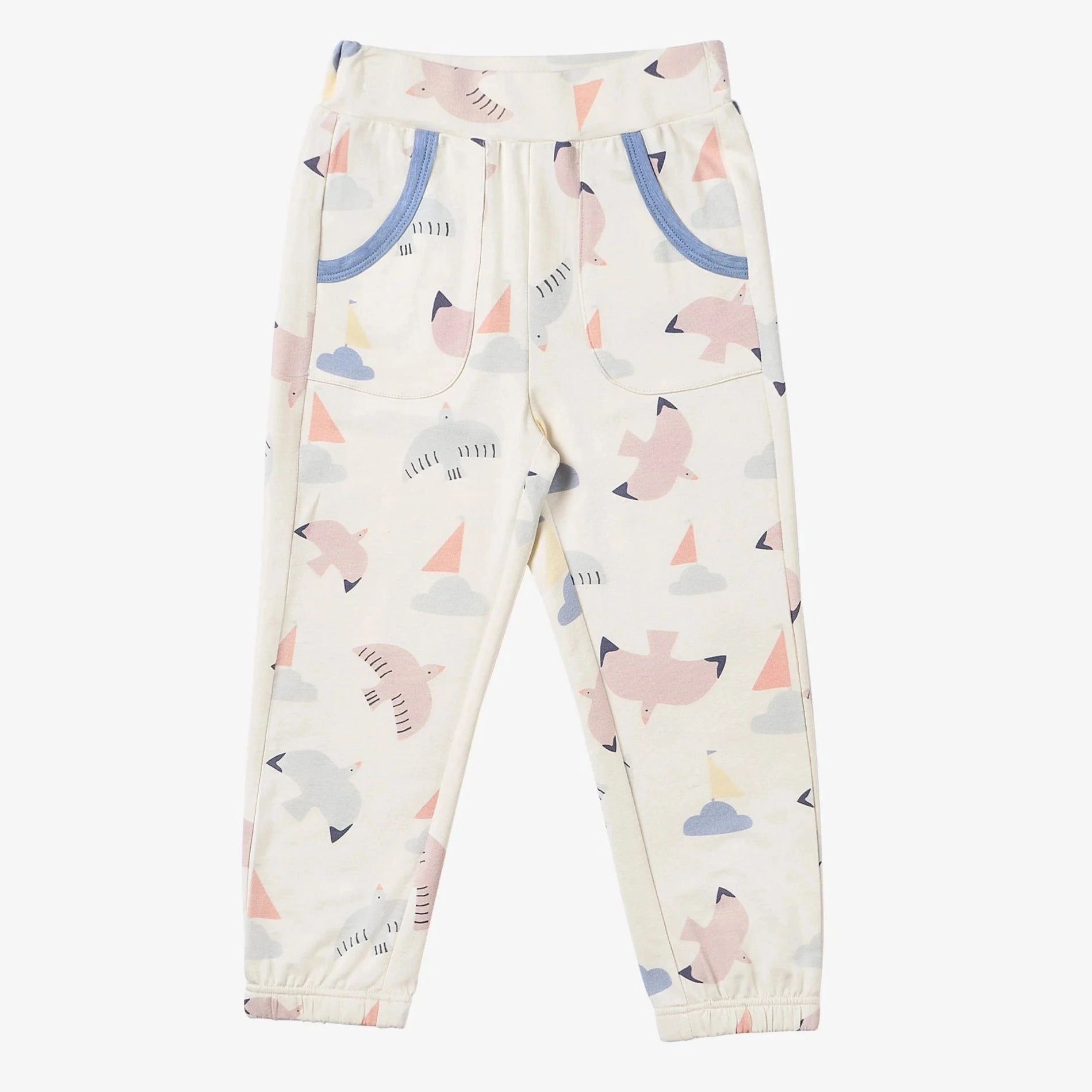 Piped Nest Designs - Petite Revery Kids French Terry Contrast Trim Joggers - Summer Sailing