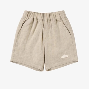 Nest Designs - Petite Revery Kids Washed Linen Shorts - Sandy Neutral Ombre colored kids' wear Low - heat dry