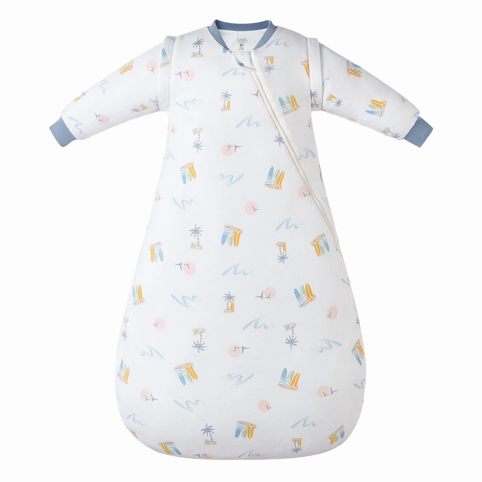 Nest Designs Baby 1.0 TOG Removable Long Sleeve Sleep Bag (Organic Cotton) - Pastel Waves Sports kids' apparel Trendy